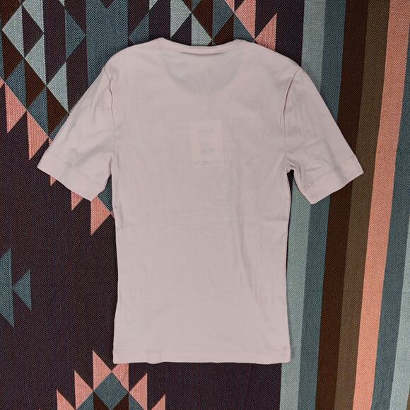 NWT Ganni T4015 SOFT COTTON RIB SS T-SHIRT, Chalk Pink, sz MEDIUM - Picture 3 of 7